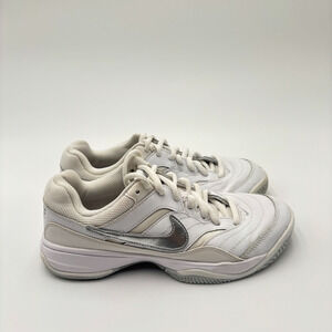 Nike Court Zoom Lite 3 White Silver Leather Tennis Court Shoes Women's Size 6